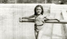 Young Shirley posing for a picture Shirley Schlanger as a child at the pool