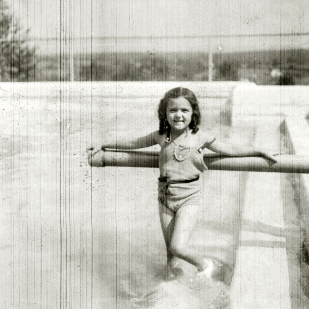 Shirley Schlanger as a child at the pool