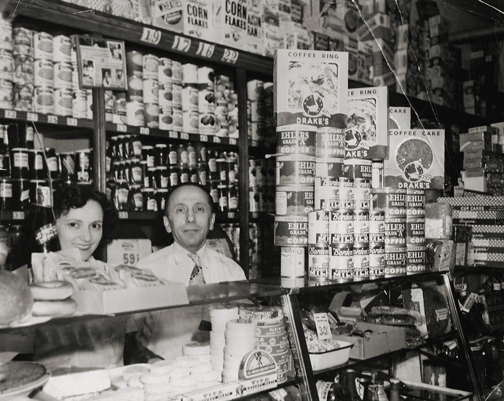 Leo and Ceil Schlanger, Shirley Abrahamson's parents, pictured in their store