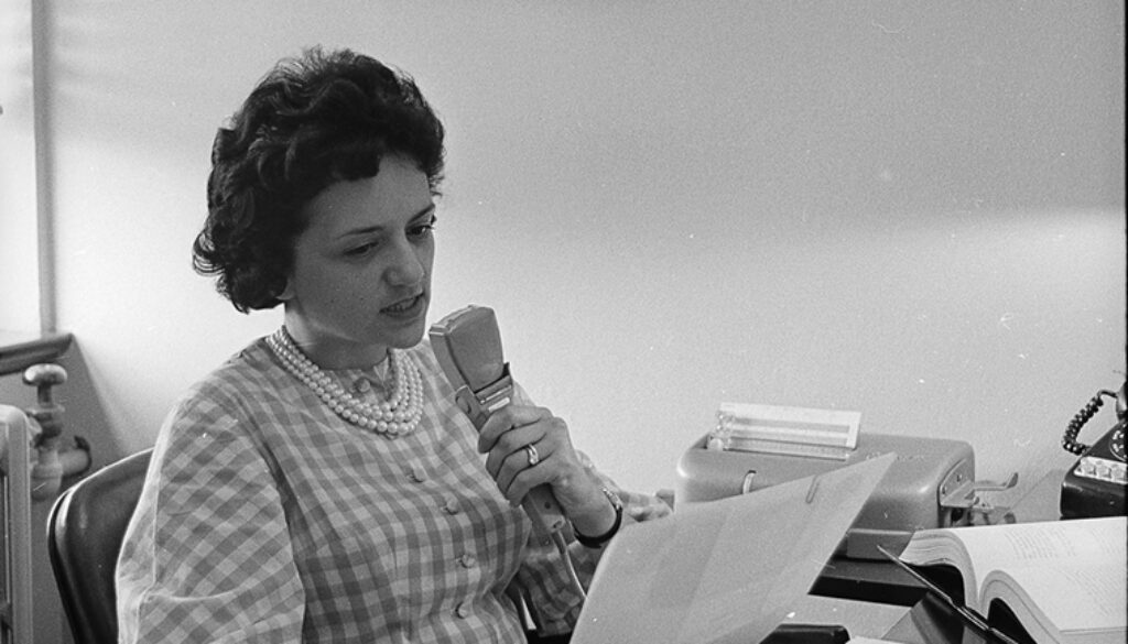 Attorney Shirley Abrahamson dictating in her office. Photo: Wisconsin Historical Society ID 149701