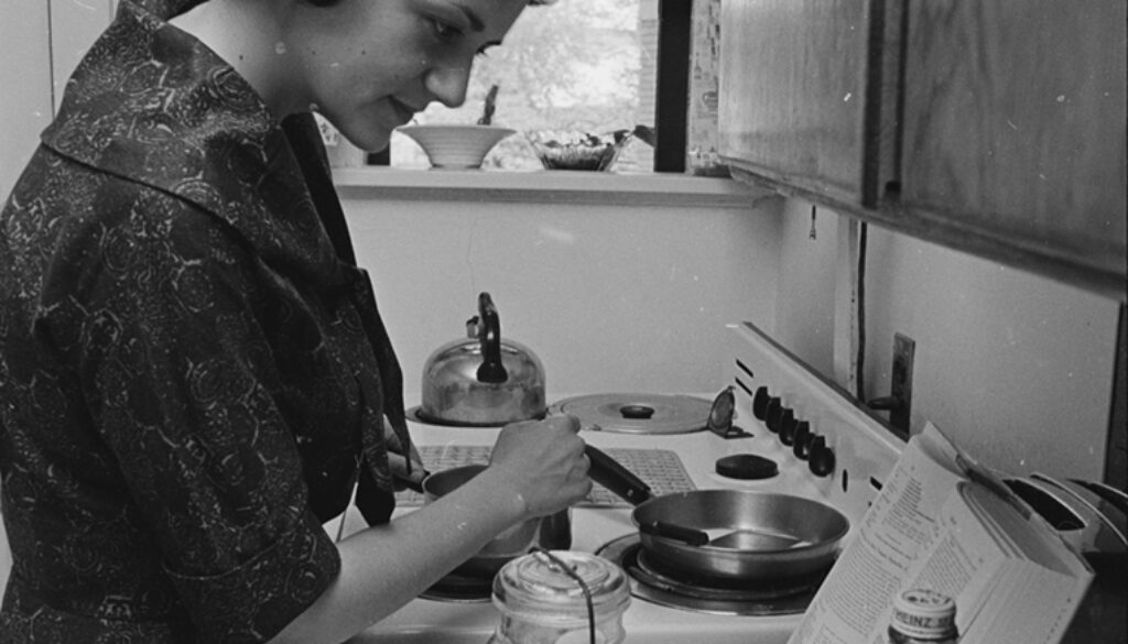 Shirley Abrahamson cooking. Photo: Wisconsin Historical Society ID 149696