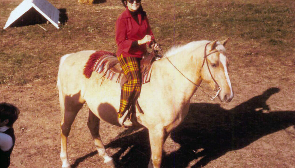 Shirley Abrahamson on a horse
