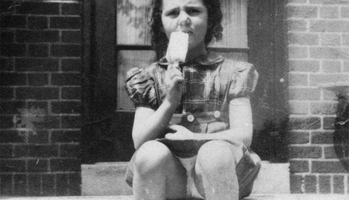 Roz eating a popsicle at age 3