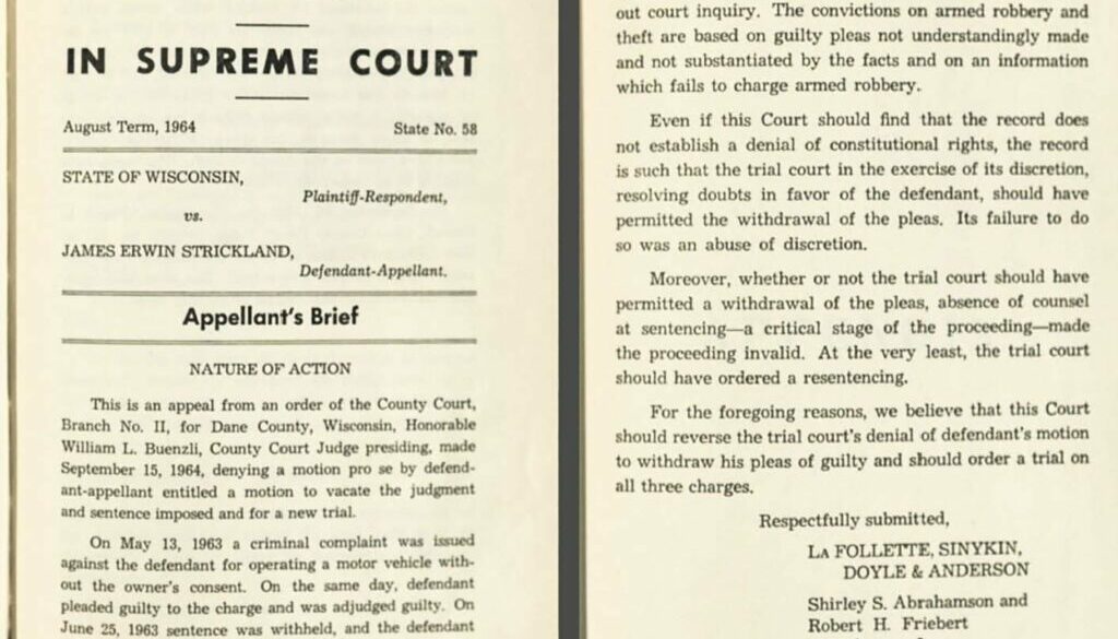 Attorney Shirley Abrahamson’s brief in State v. Strickland