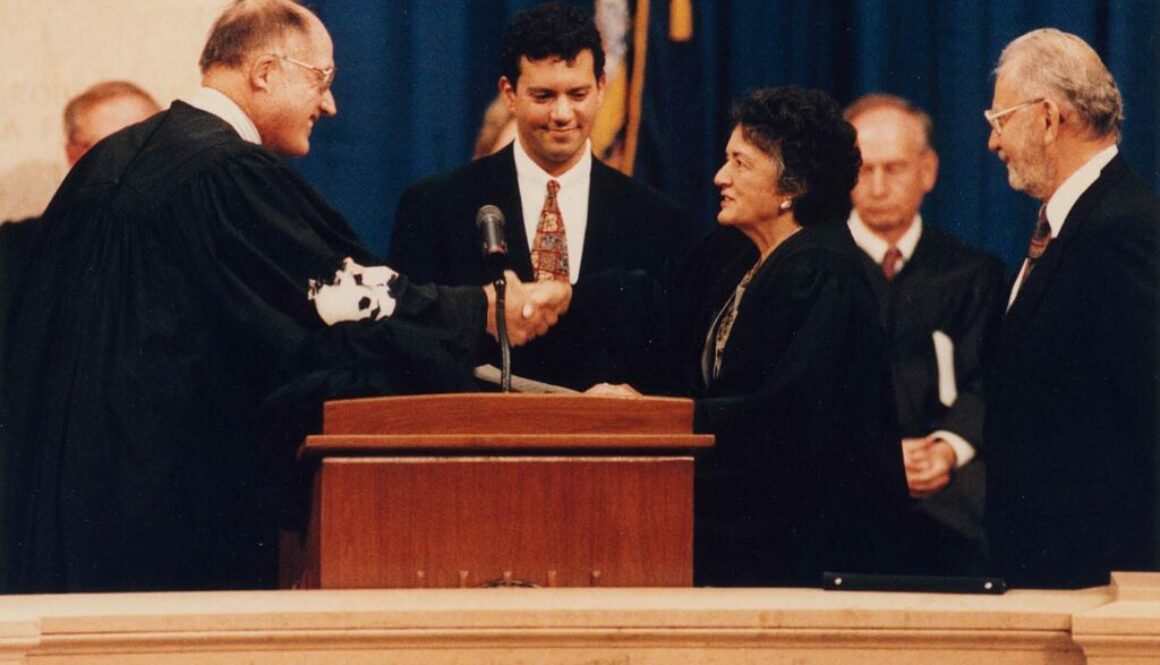 Shirley Abrahamson being sworn in as Wisconsin’s first woman chief justice