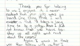Ltr-4th gr Park Lawn Sch copy Letter from a 4th grader to Chief Justice Shirley Abrahamson in 2005