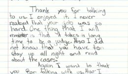 Letter from a 4th grader to Chief Justice Shirley Abrahamson in 2005