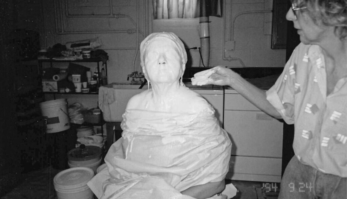 Shirley Abrahamson having a plaster cast made of her face