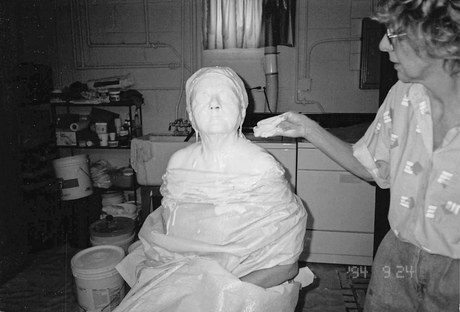 Shirley Abrahamson having a plaster cast made of her face