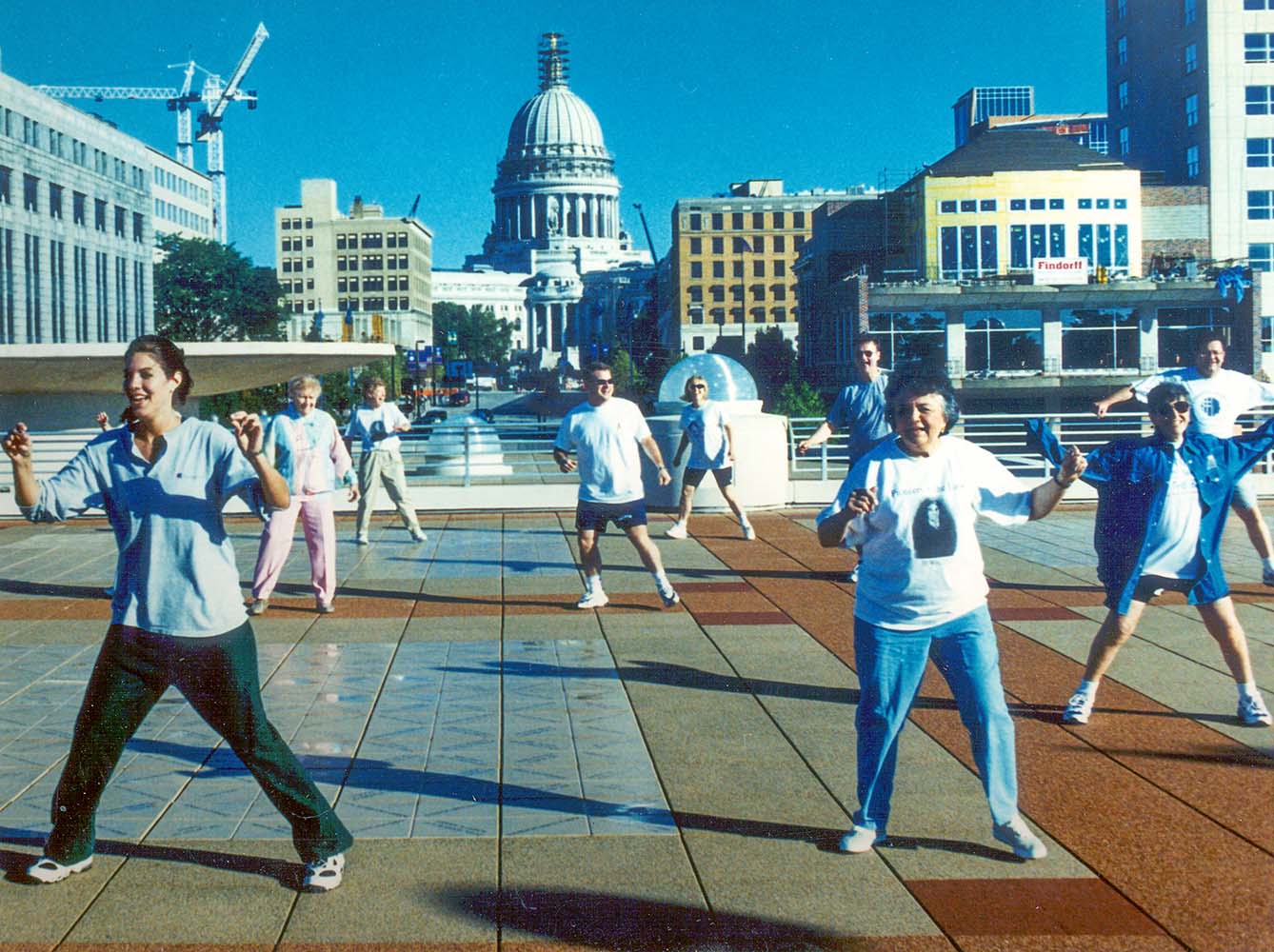 Chief Justice Abrahamson and others participating in State Bar aerobics in 1999