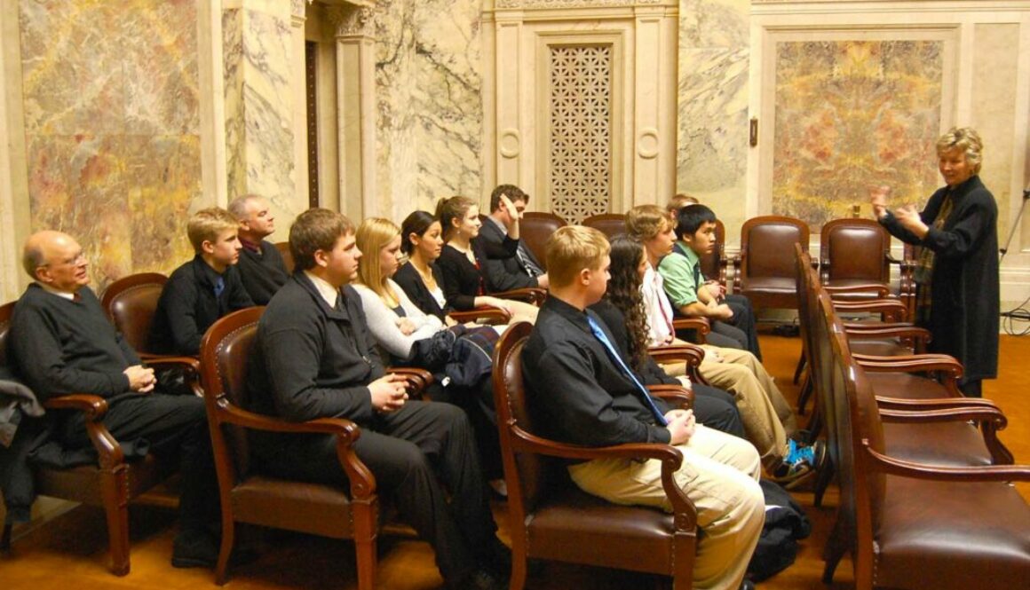 A group of students participating in Court with Class. Photo: from Wisconsin Supreme Court