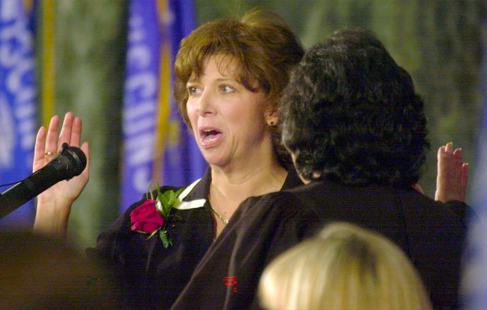 Peg Lautenschlager being sworn in as attorney general