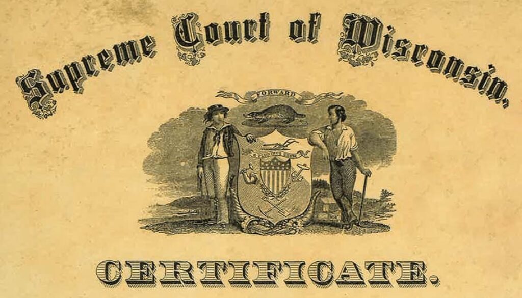 02-Lavinia-Certificate Certificate admitting Lavinia Goodell to the Supreme Court of Wisconsin