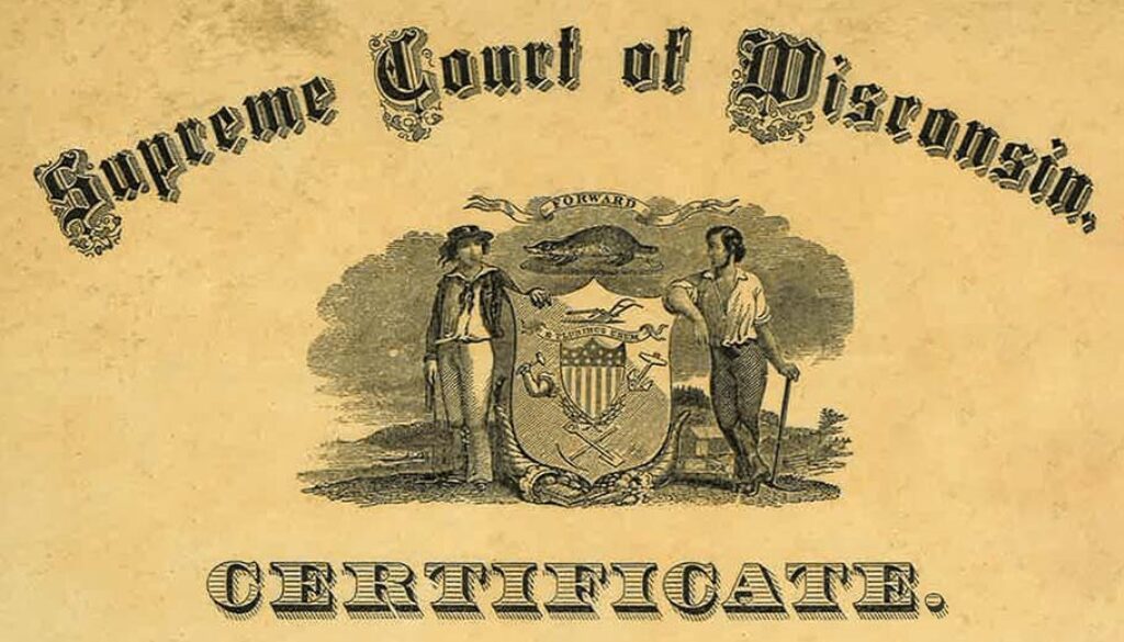 Certificate admitting Lavinia Goodell to the Supreme Court of Wisconsin