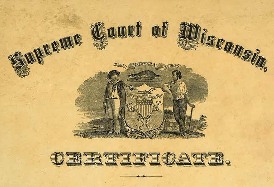 Certificate admitting Lavinia Goodell to the Supreme Court of Wisconsin