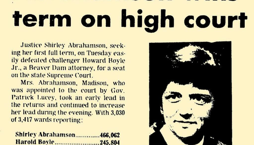 Article about Shirley Abrahamson’s 1979 election victory