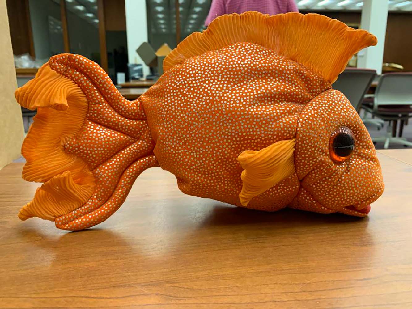 A stuffed "Tootsie the Goldfish"